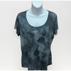 Lucy Womens Shirt Size Medium Short Sleeve Tie Dye Gray Athletic Casual Top